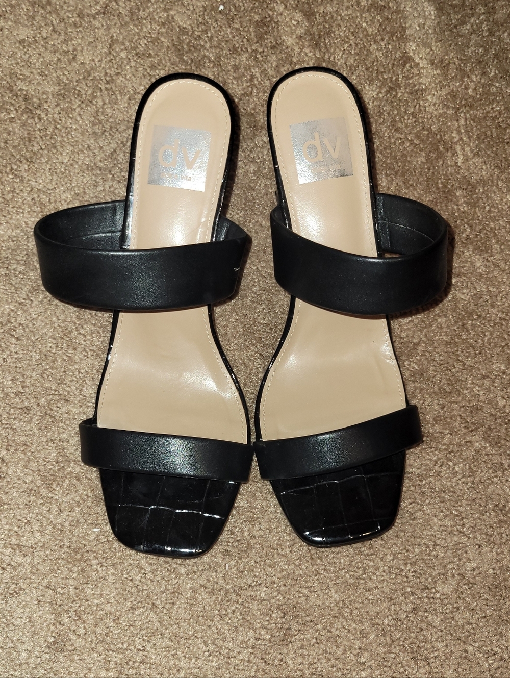 DV by Dolce Vita Black Double-Strap Slide Mules
